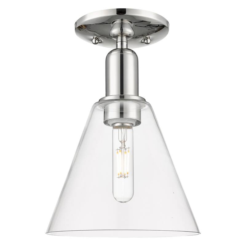Innovations Lighting Endless Possibilities Arcadia - Berkshire Glass - 1 Light 8" Semi-Flush Mount - Clear/Polished Nickel
