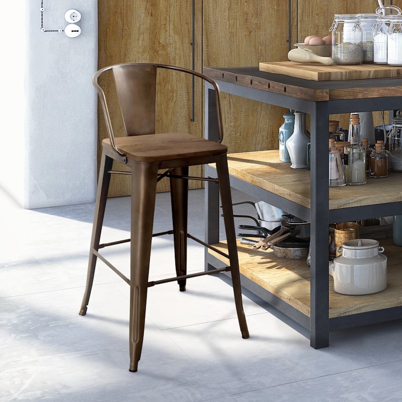 Rish Industrial Metal Counter Height Chairs by Furniture of America (Set of 2)