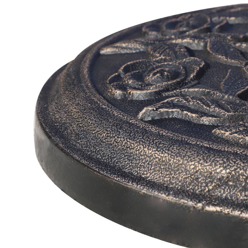 Outsunny 18" Round Decorative Resin Rose Floral Umbrella Pole Holder with Elegant Bronze Finish & Universal Coupler