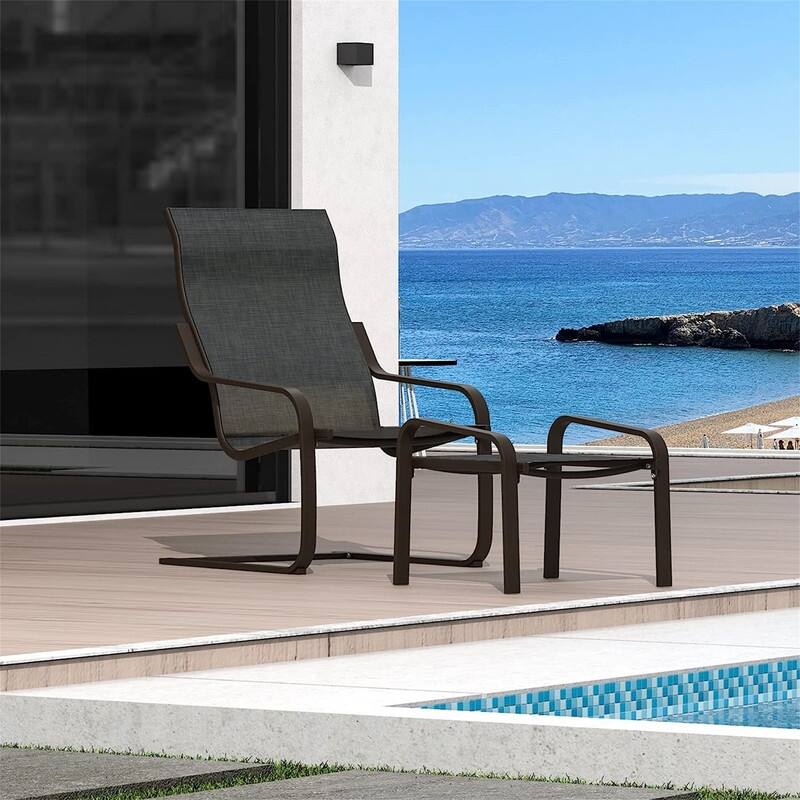 Outdoor Patio Chairs, C Spring Motion Chair (1 Chair+1 Ottoman) - Bed ...