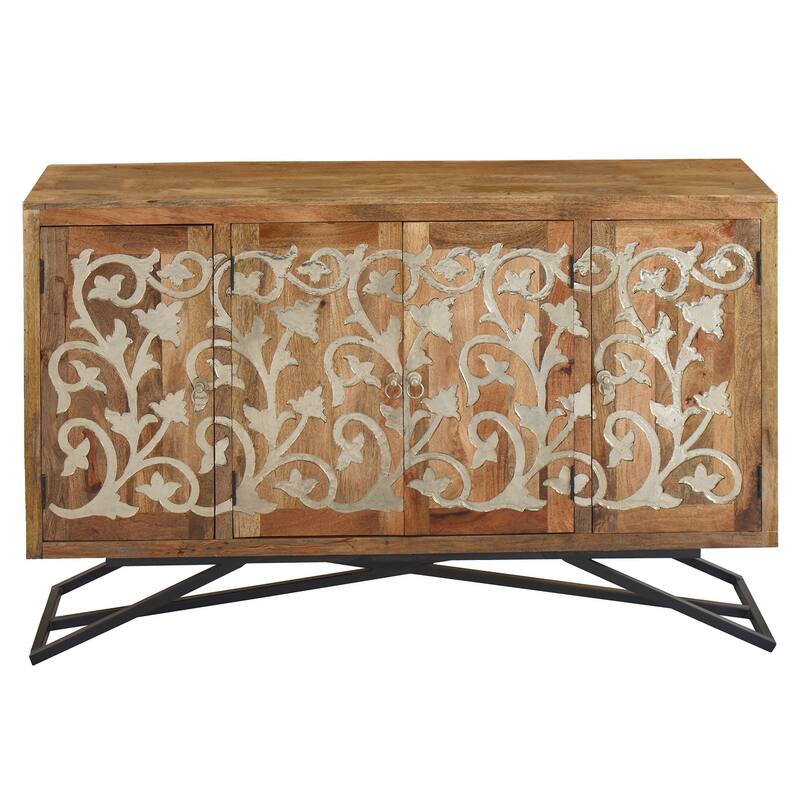 Brass Scroll Mango Credenza