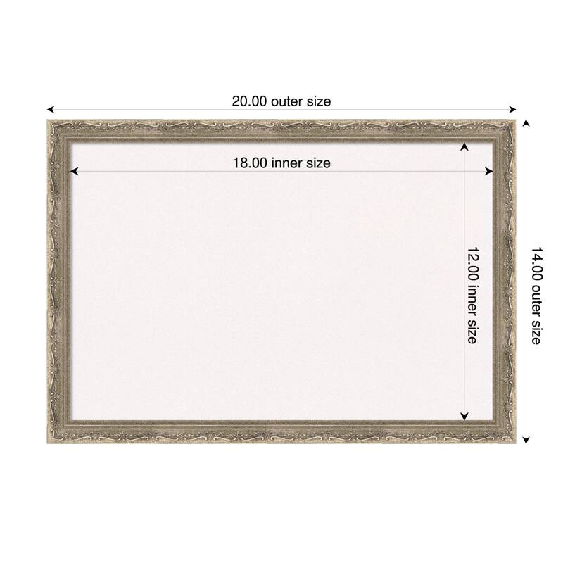 Mila Dark Silver Wood Framed Cork Board - Bulletin Board, Organization Board, Pin Board - White - 20 x 14 in
