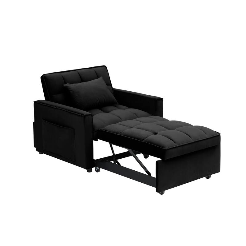 Modern 70.86" 3 in 1 Single Convertible Sofa Bed with Adjustable Back and Moving Wheel for Living Room