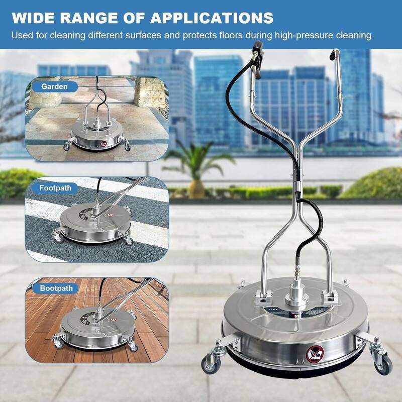 24" Pressure Power Washer Surface Cleaner with 4 Wheels for Driveway & Concrete