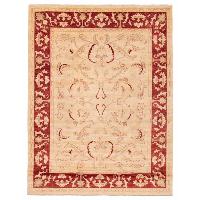 ECARPETGALLERY Hand-knotted Chobi Finest Ivory Wool Rug - 9'1 x 11'10 - Ivory - 9'1 x 11'10