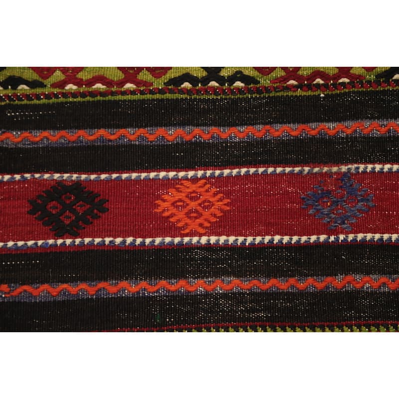 Hand Woven Oriental 100% Wool Carpet Southwestern Tribal Multi-Colored Kilim Area Rug - 9' 8'' X 6' 5''