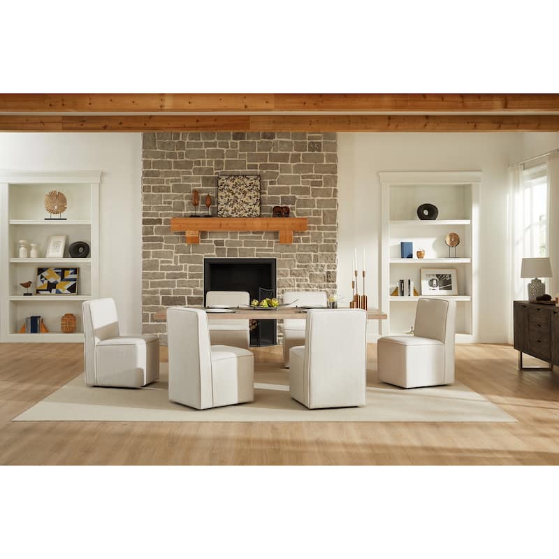 Upholstery Dining Chairs with Casters Set of 2