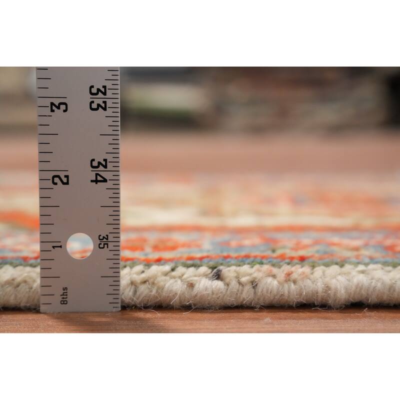 Hand Knotted Oriental 100% Wool Carpet Traditional Medallion Beige & Ivories Heriz (serapi) Area Rug - 3' 0'' X 2' 0''