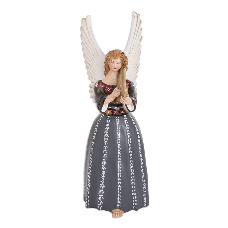 Novica Handmade Petite San Pedro La Laguna Ceramic Angel Sculpture