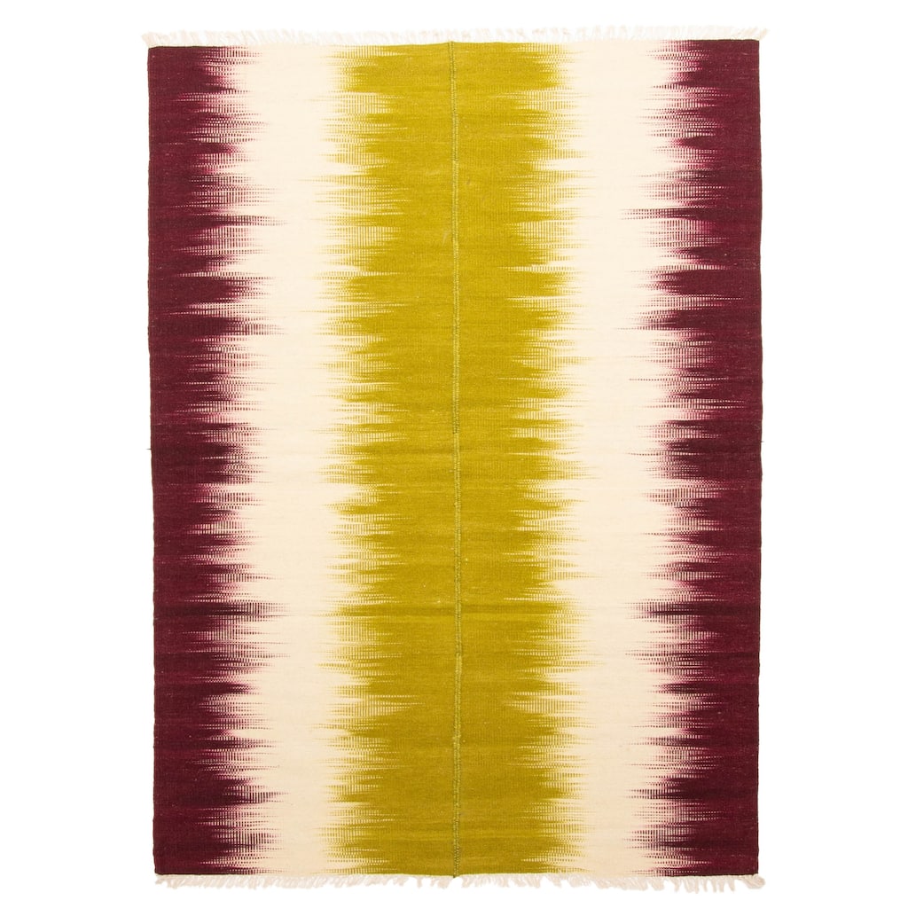 ECARPETGALLERY Flat-Weave Ankara FW Olive Wool Kilim - 5'3 x 7'5