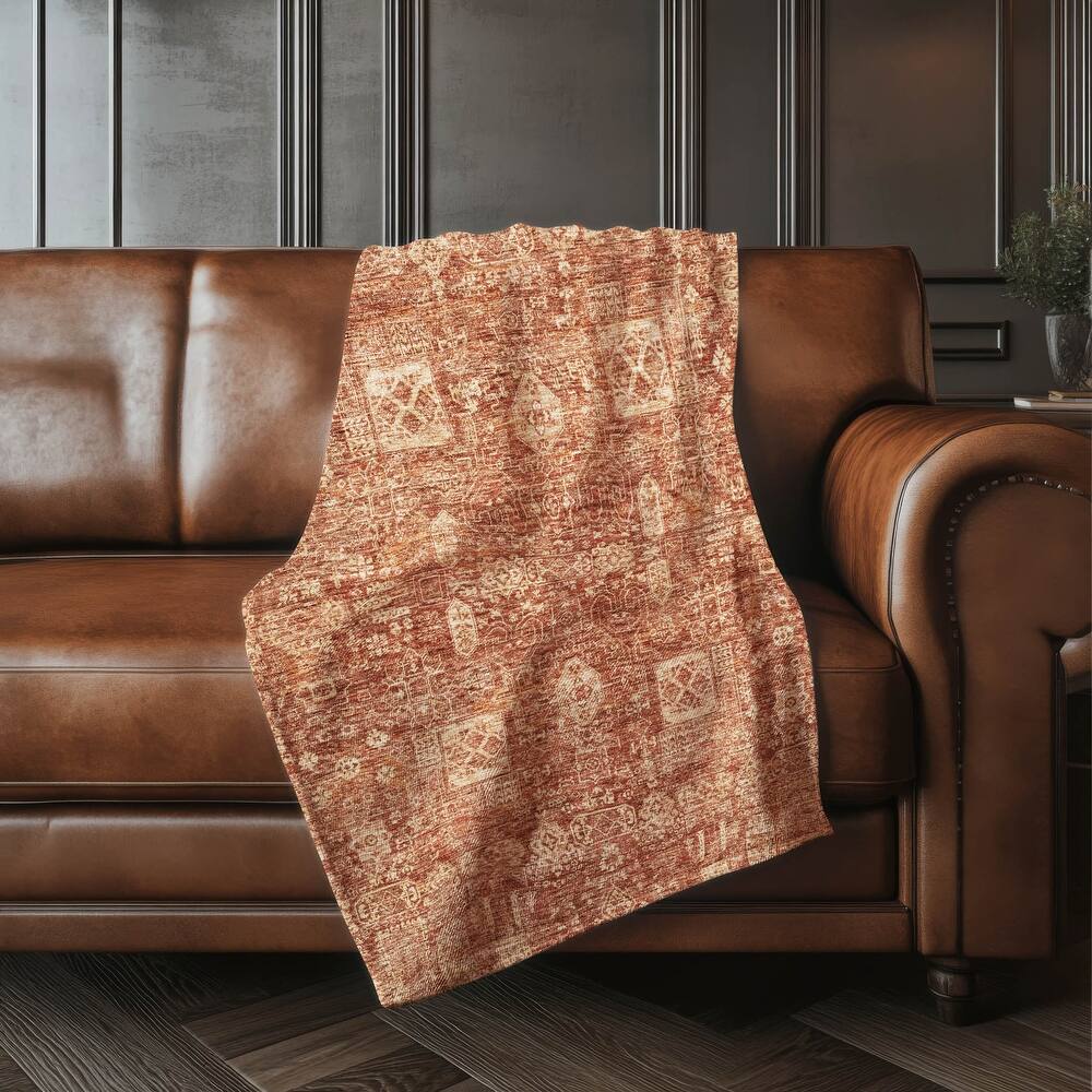 Premium Machine Washable Persian Panel Sherpa Throw Blanket