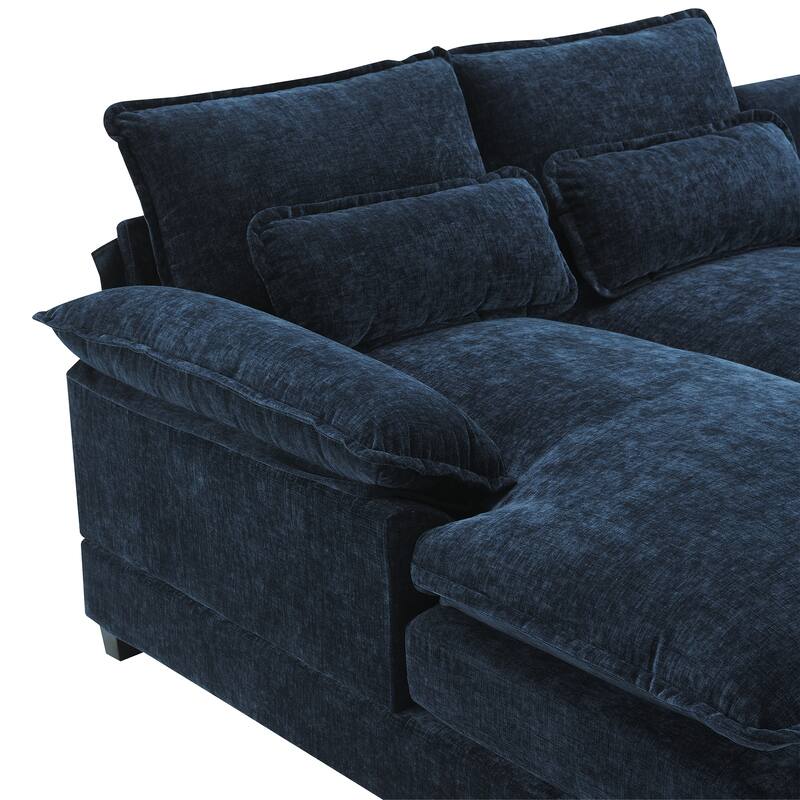 Modern Modular U-shaped Sectional Sofa, Chenille Cloud Couch Set