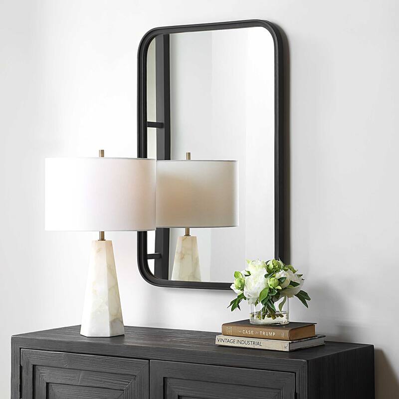 Copper Grove Black Round Aluminum Rectangular Mirror