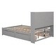 preview thumbnail 8 of 30, Full Size Platform Bed with Storage Headboard, Charging Station, 4-Drawers, Solid Pine Wood Bed Frame for Bedroom, Grey