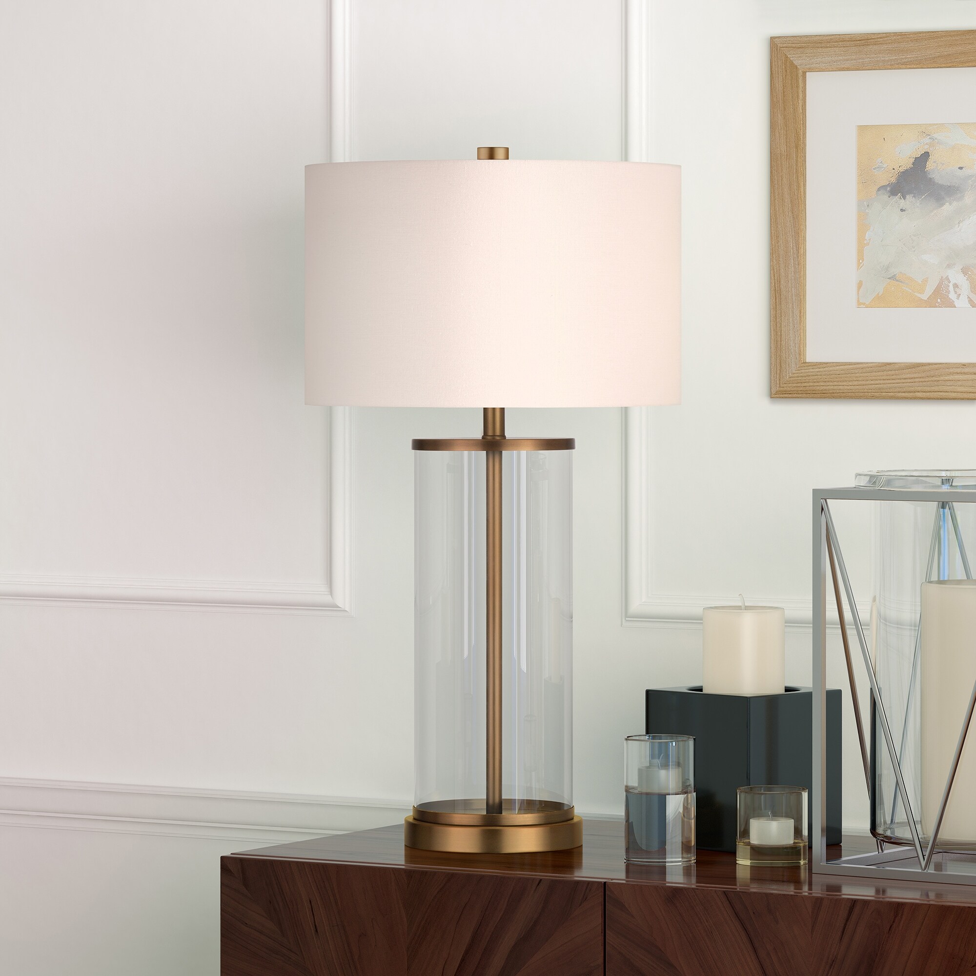 Brass and cheap glass lamp