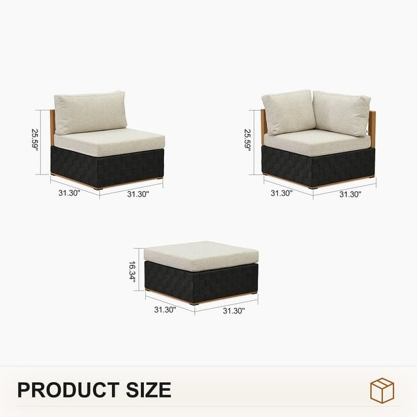 dimension image slide 3 of 14, PURPLE LEAF GLFSF Black sofa with white seat Outdoor Couch for Yard Porch Deck Patio Conversation Sets
