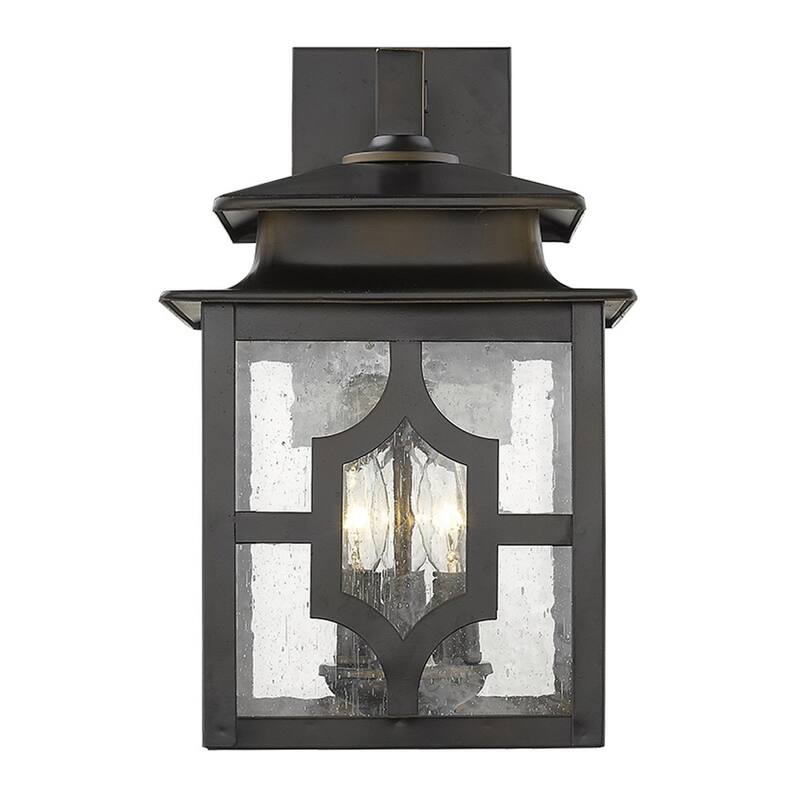 Outdoor Wall Light Fixture with Seedy Glass Shade and Bronze Flush Mount E12 LED Compatible