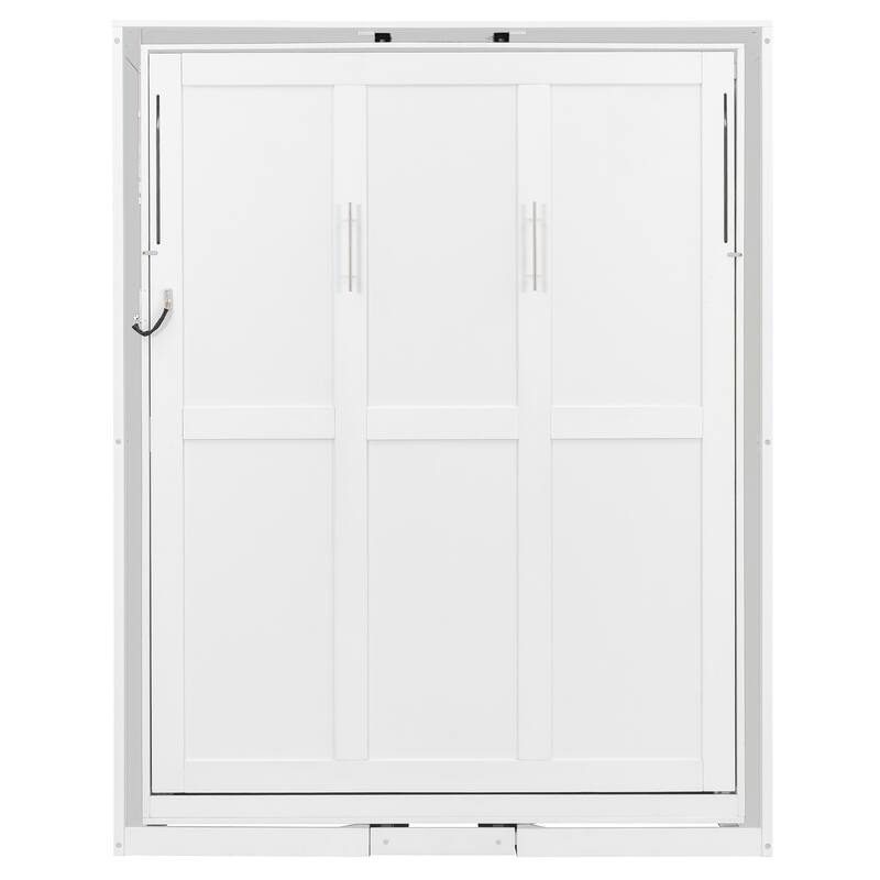 360° Rotating Queen Murphy Bed Cabinet with 14-Shelf Hidden Bookcase by Harper&Bright Designs