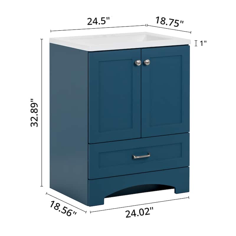 Spring Mill Cabinets Emlyn 24.5" Bathroom Vanity With Drawer and White Sink Top