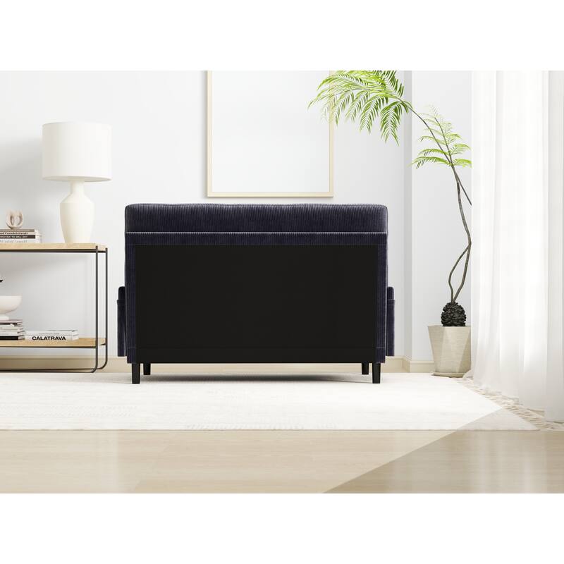 Roomfitters, Corduroy 2-Seater Sofa Sleeper, Convertible Loveseat with Recline Function and Armrests, Modern Small Sofa Bed