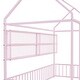 preview thumbnail 47 of 70, Metal House Bed with Metal Grid and Storage Shelves, Twin/Full Size Floor Montessori Bed with Roof Frame and Fence Guardrails