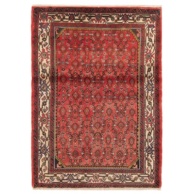 ECARPETGALLERY Hand-knotted Andelz Red Wool Rug - 3'7 x 4'11