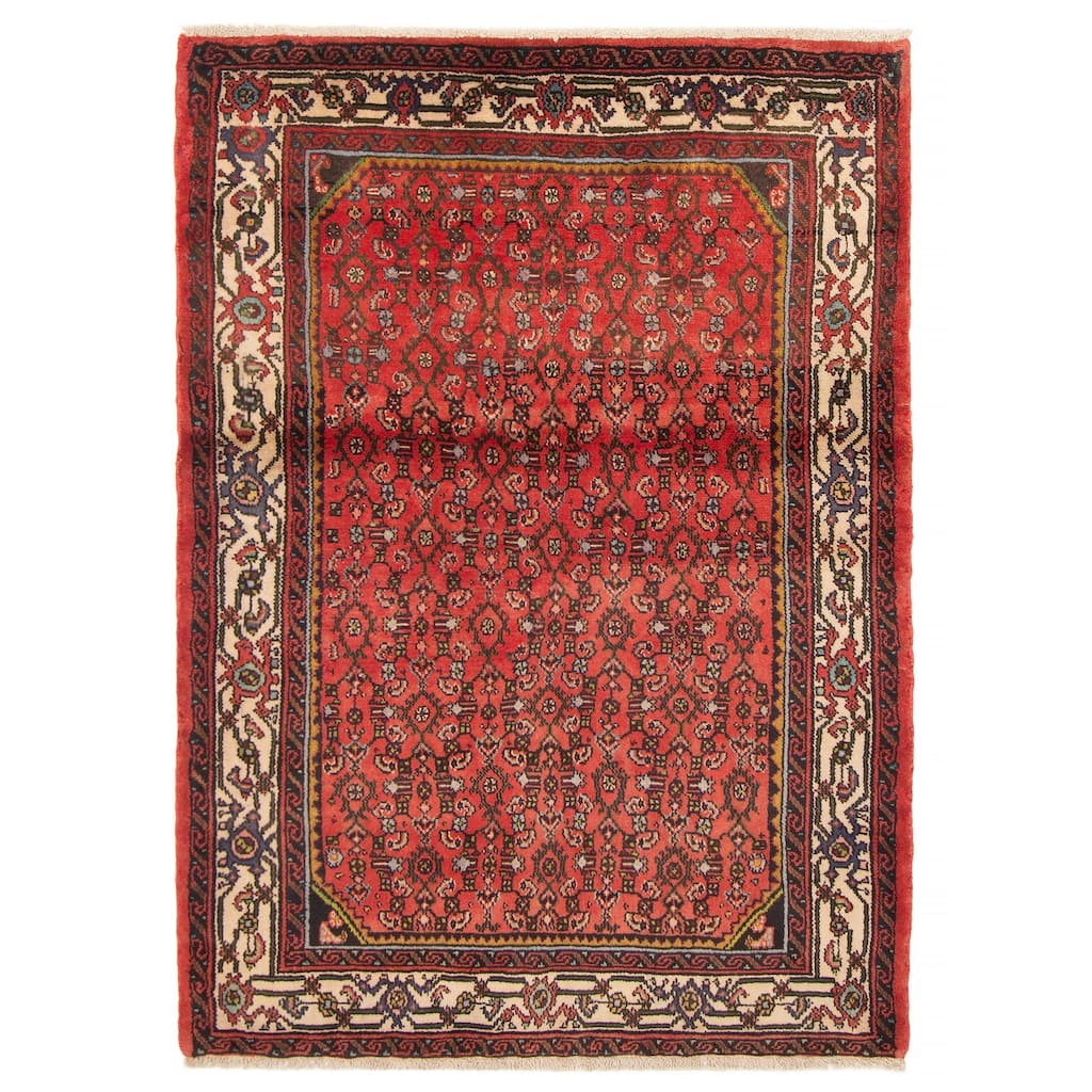ECARPETGALLERY Hand-knotted Andelz Red Wool Rug - 3'7 x 4'11