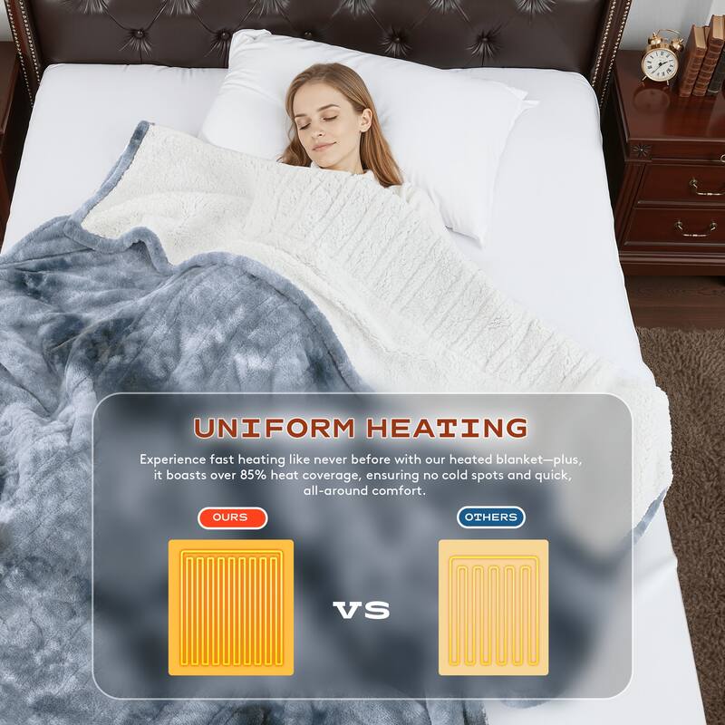 Heated Flannel Fleece Throw Blanket With Controller