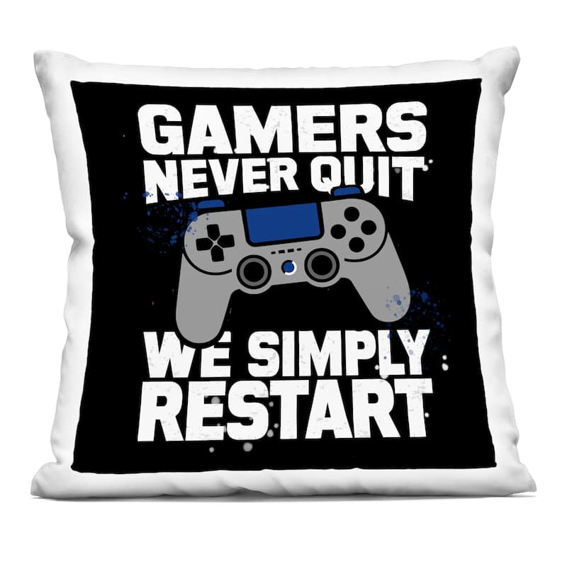 Stupell Gamers Never Quit Phrase Decorative Printed Throw Pillow Design by Kim Allen - Accent - Polyester - Black - Single