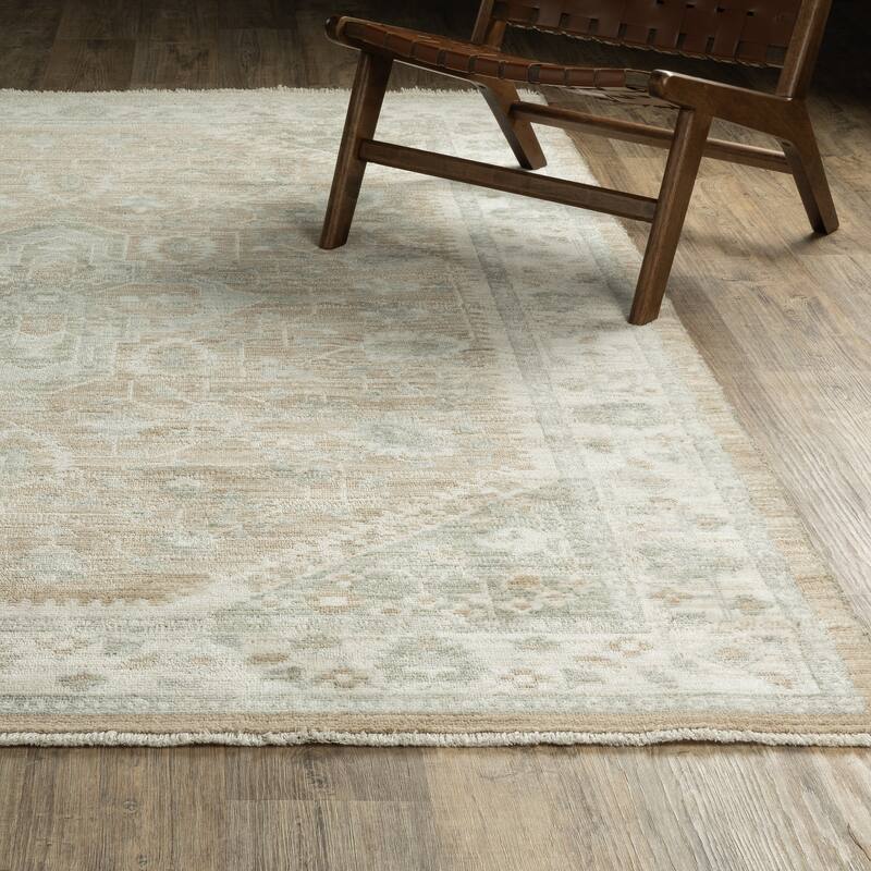 Style Haven Lucia Vintage Center Medallion Pale Blue/Taupe Area Rug - 6'7" x 10'