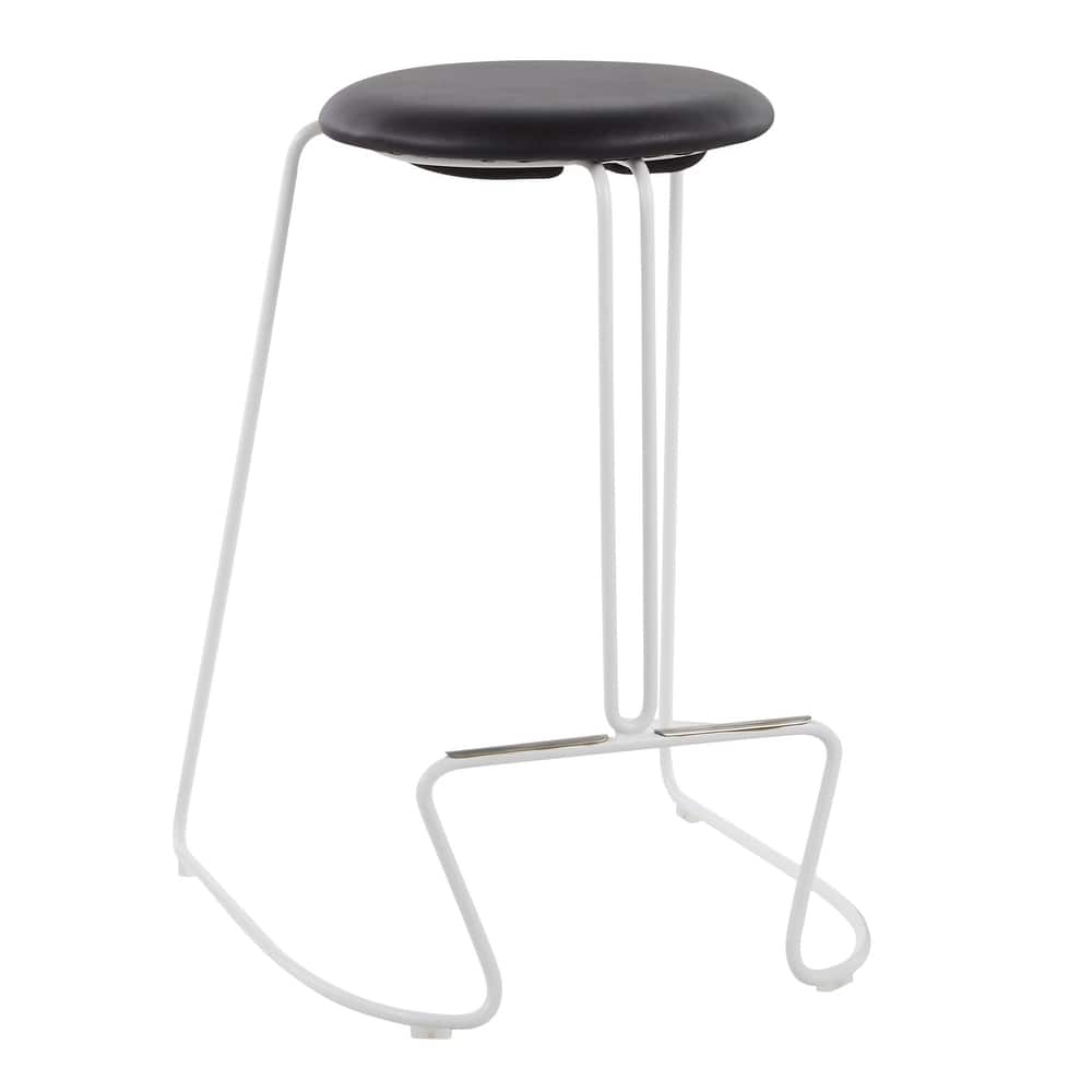 Finn Counter Stool in White Steel and Charcoall Fabric - Set of 2 - 19.5"Lx18"Wx25.75"H