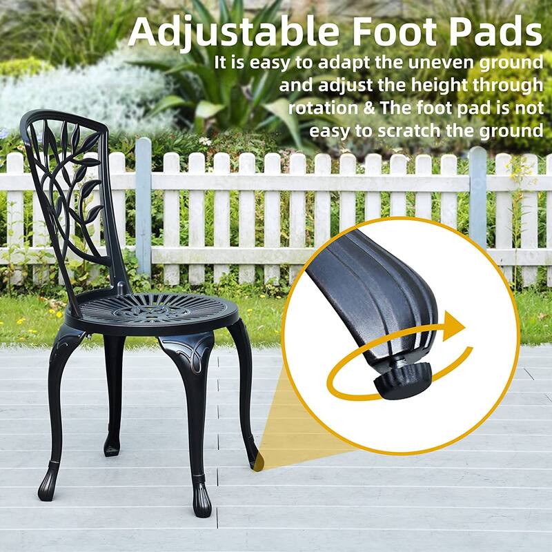 Moasis Set of 2 Cast Aluminum Outdoor Bistro Chairs Bronze Patio Dining Chair