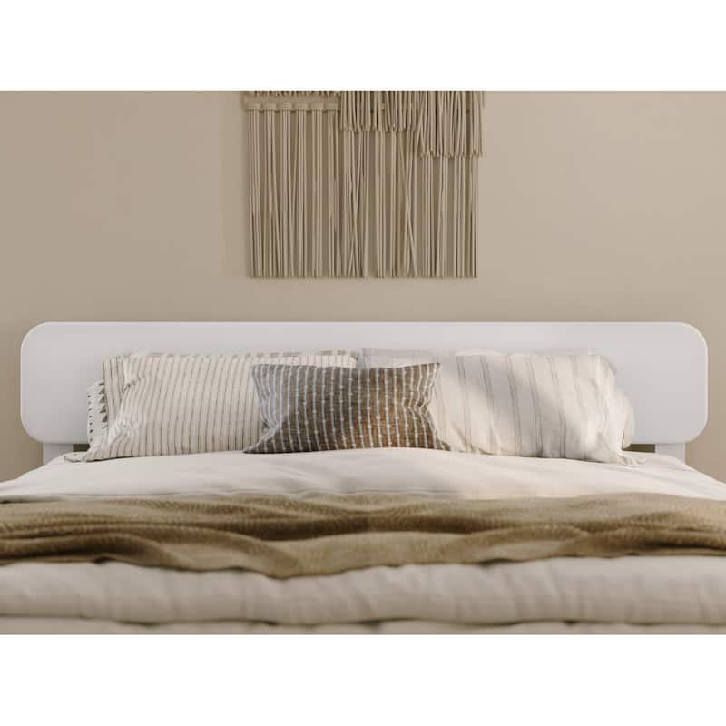 Queen Solid Wood Headboard in White with Low Profile Sleek Panel Design and Timeless Style