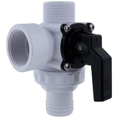 6.25-Inch White HydroTools Swimming Pool and Spa Standard Left Outlet 3-Way Ball Valve - 6.25"