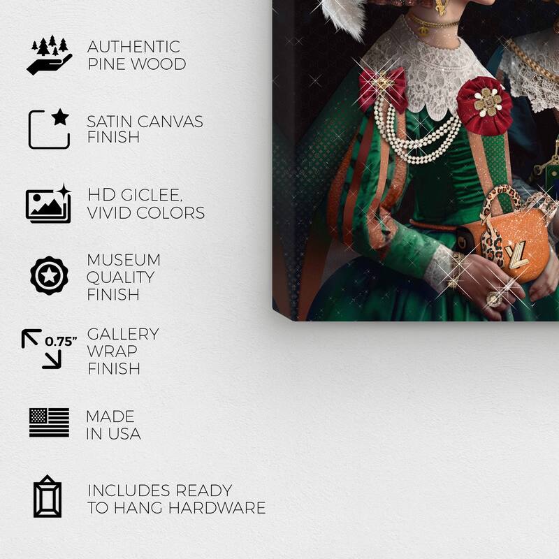 Wynwood Studio Canvas Fashion and Glam Three Glamorous Sisters Green and Dark Green Glam Wall Art Canvas Print