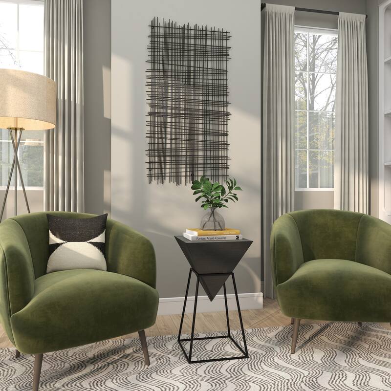 Minimalist Wood Inverted Pyramid Geometric Accent Table with Metal Stand - White or Black