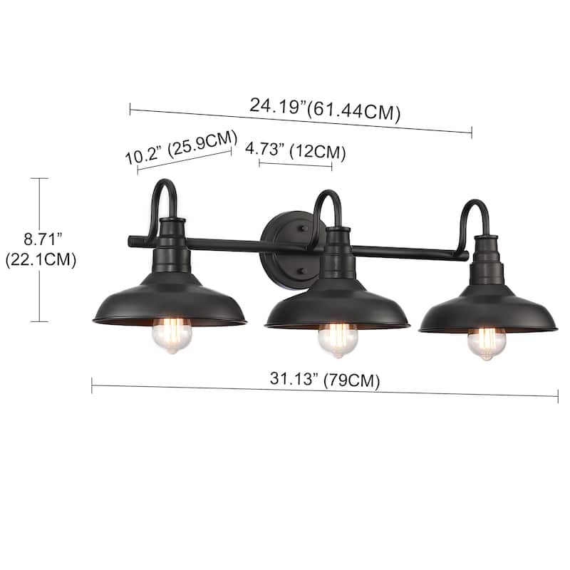 Industrial 3-light Black Metal Bathroom Vanity Light