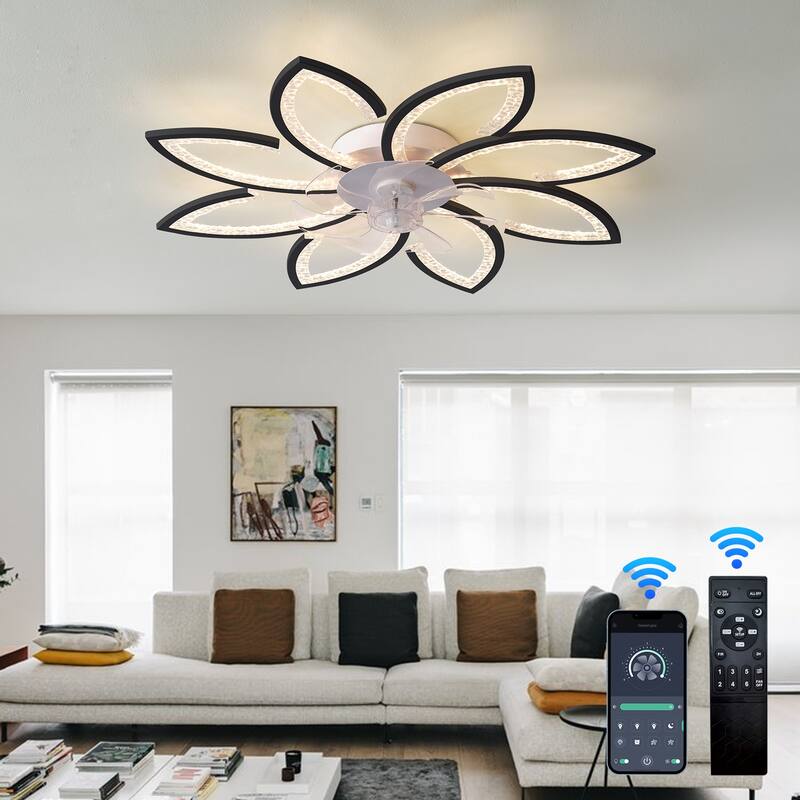 Modern Ceiling Fan Light with Adjustable Lighting and 6 Speed Settings, Reversible DC Motor for Bedroom and Living Room