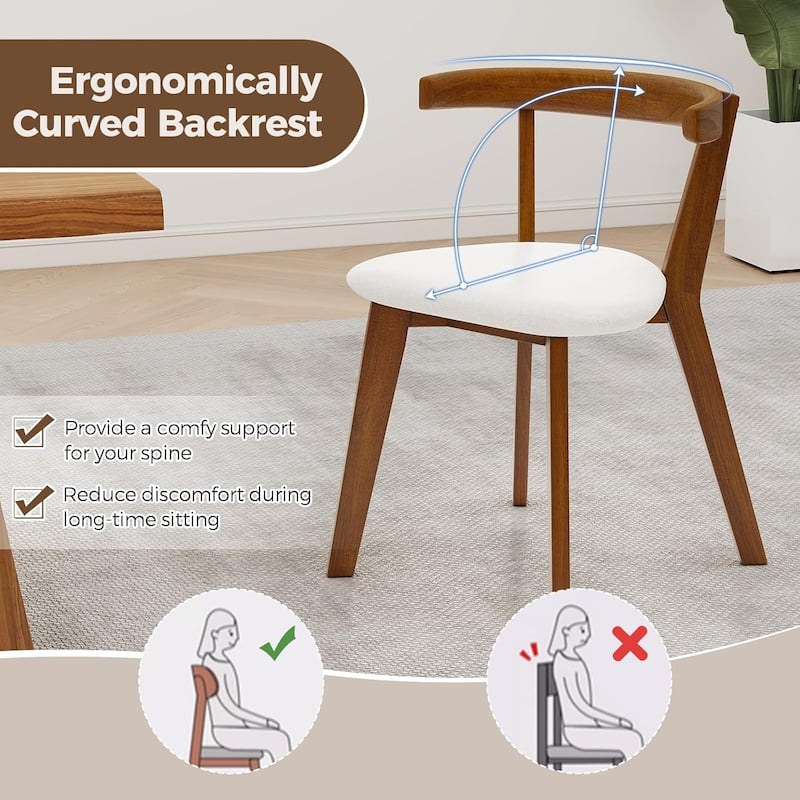 2/4PCS Wooden Dining Chairs Farmhouse Armless Upholstered Side Chairs
