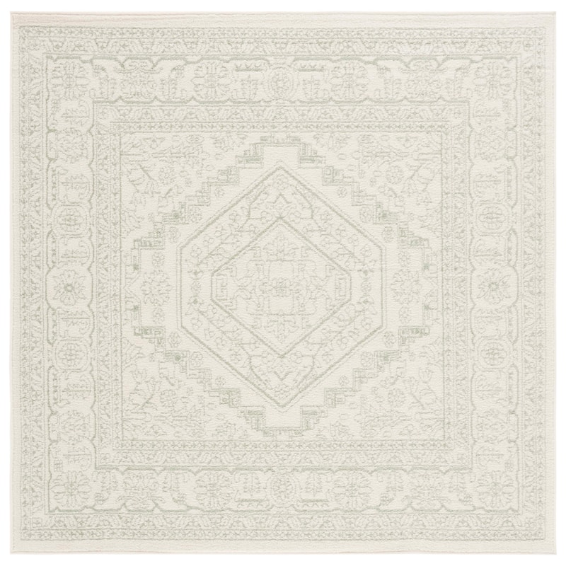 SAFAVIEH Adirondack Sian Rustic Oriental Medallion Rug - 6' Square - Sage/Ivory