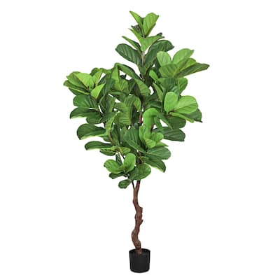 6ft Real Touch Artificial Fiddle Leaf Fig Tree in Black Pot - 72" H x 28" W x 28" DP