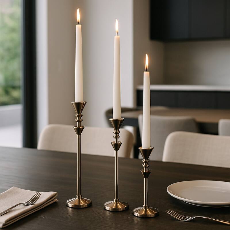 Metal Candle Sticks Sleek Modern Design Home Decor - 10/13/16" Bronze - 3.75" x 3.75" x 15.5"