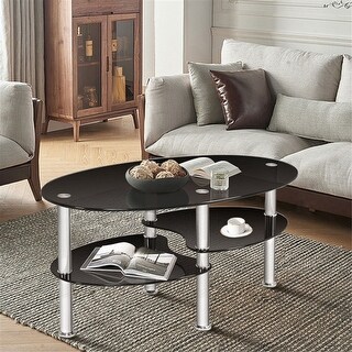 Tempered Glass Oval Side Coffee Table - Bed Bath & Beyond - 38050024
