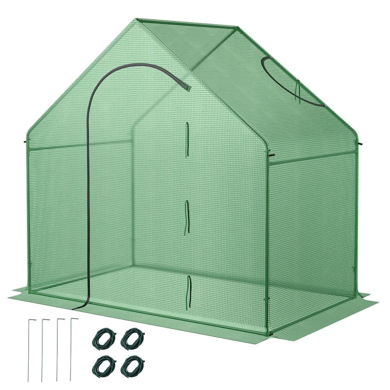 6x3x5.5 FT Mini Walk-in Greenhouse Portable Outdoor Winter Warm House - Green - 71" x 40" x 66" - 71" x 40" x 66"