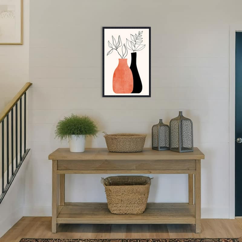 Madame a Monsieur by Eins Kubistika Framed Canvas Wall Art Print - Sylvie Beaded Black