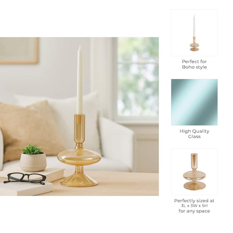 Sculptural Glass Candle Holder with Rounded Accent Base - Modern Tabletop Candle Holder for Any Room