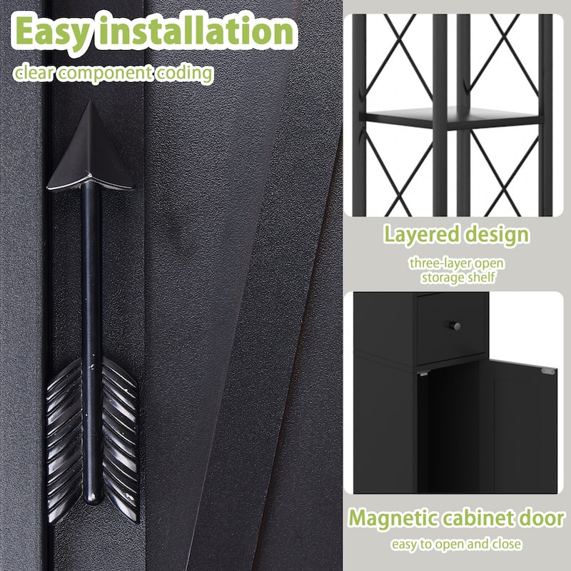 Javlergo Tall Bathroom Cabinet, Narrow Slim Storage Cabinet with Toilet Paper Holder and Drawer For Small Spaces