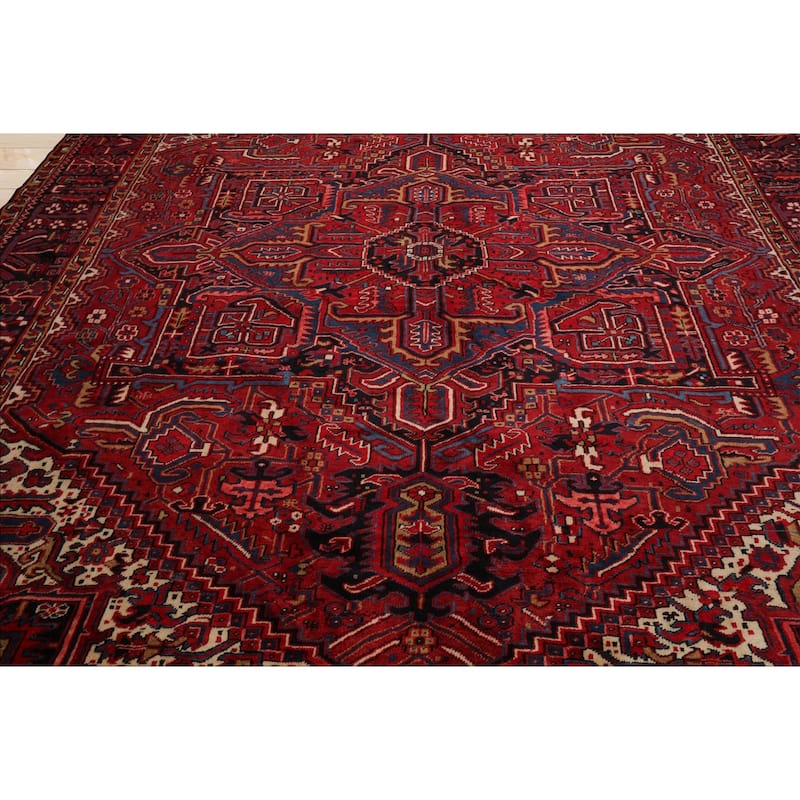 10'4''x12'1'' Hand Knotted Wool Red Heriz Traditional Rug - 10' 4'' x 12' 1''