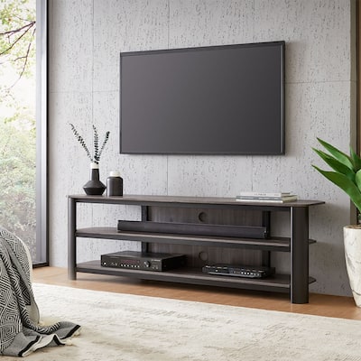 Oxford 62” TV Stand with LED Lights and Unfold Assembly for TVs up to 65” - 62" Width - Fits TVs 30" to 65"