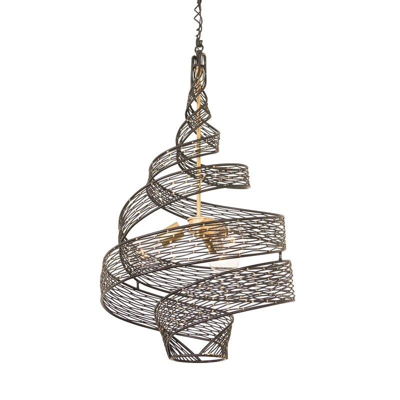 Varaluz Flow 3-Light Twist Pendant - Matte Black/French Gold - Gold